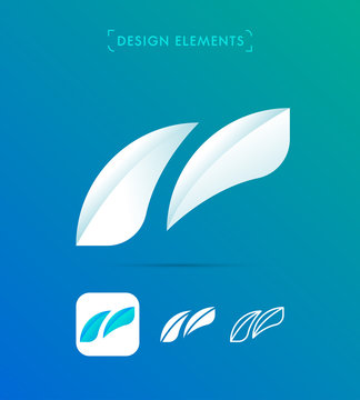 Vector abstract eco logo elements. Material design, flat, line art icons