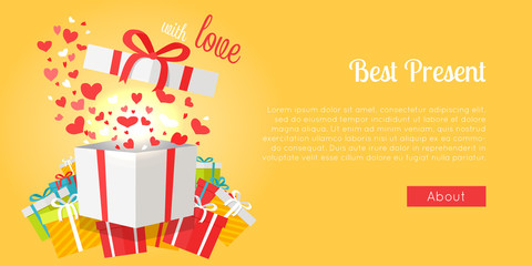 Best Presents with Love on Yellow Background.