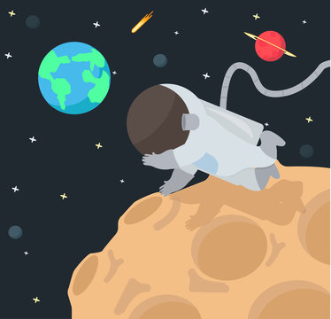 Astronaut  in space background