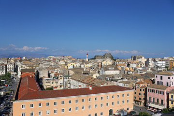 Corfu town cityscape Greece summer season