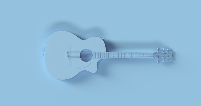 Blue Electric Acoustic Guitar 3d illustration	