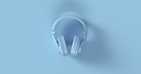 Blue Headphones 3d illustration	