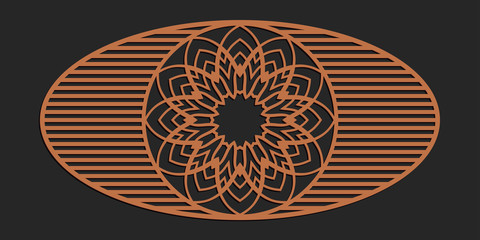 Laser cutting window panel. Jigsaw die cut ornament. Lacy cutout silhouette stencil. Fretwork floral pattern. Vector template for paper cutting, metal and woodcut.