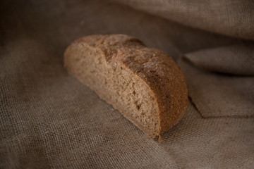 rustic loaf bread on fabric