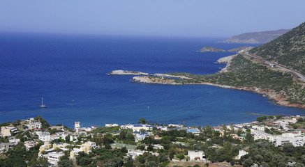 Island of Crete, overlooking the village of Bali, the coastal landscape and the sea