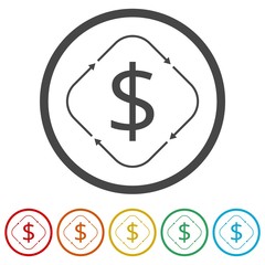 Money convert icon, 6 Colors Included