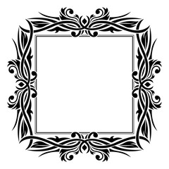 Floral decorative square frame. Black bold ornament