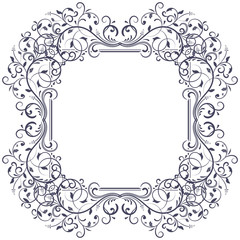 Floral decorative frame. Black vintage ornament