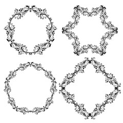 Floral decorative frames. Black ornamental branch