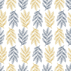 Soft leaves seamless pattern. Botanical leaf background.  illustration