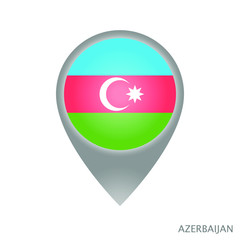 Map pointer with flag of Azerbaijan. Gray abstract map icon. Vector Illustration.