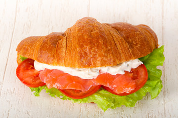 Croissant with salmon