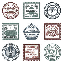 Vintage Car Sport Racing Stamps Set