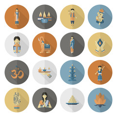 Diwali. Indian Festival Icons