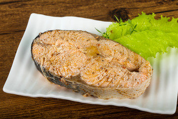 Steamed salmon