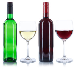 Weinflaschen Weingläser Wein Flaschen Gläser Rotwein Weißwein Weisswein Alkohol freigestellt...