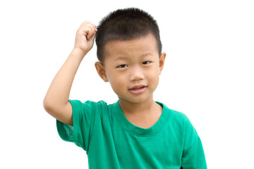 Asian child pulling hair