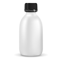 White plastic bottle. For medicine or liquid