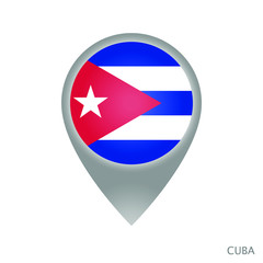 Map pointer with flag of Cuba. Gray abstract map icon. Vector Illustration.