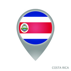 Map pointer with flag of Costa Rica. Gray abstract map icon. Vector Illustration.