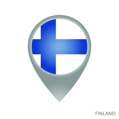 Map pointer with flag of Finland. Gray abstract map icon. Vector Illustration.