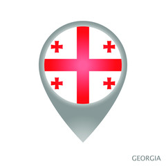 Map pointer with flag of Georgia. Gray abstract map icon. Vector Illustration.