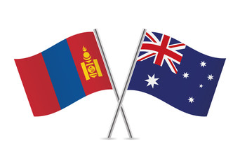 Mongolia and Australia flags. Vector illustration.