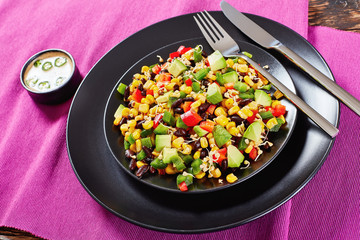 close-up of mexican salad on plate