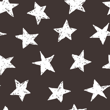 Vector seamless background pattern with hand drawn stars