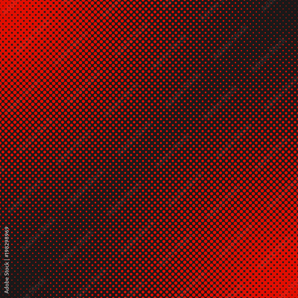 Poster retro halftone dot pattern background - abstract vector graphic from red circles in varying sizes