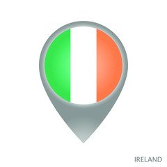 Map pointer with flag of Ireland. Gray abstract map icon. Vector Illustration.