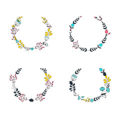 Hand drawn floral wreaths.