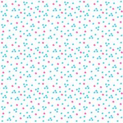 Hand painted watercolor seamless pattern with blue and magenta dots.