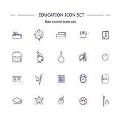 Education mono line icon set.