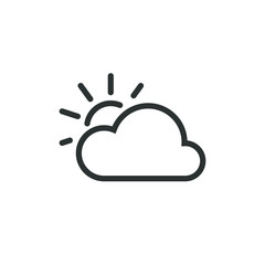 Black and white sun icon behind the cloud