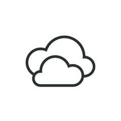 Black and white linear cloudy sky icon