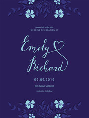 Save the Date card with hand drawn flowers.