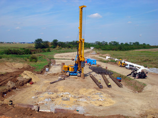 Drilling machine on construction site