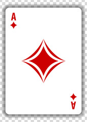 Ace of diamonds isolated on transparent background. Vector illustration.