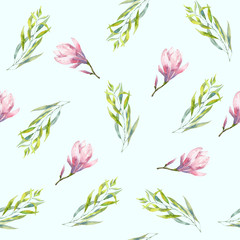 Floral seamless pattern with leaves