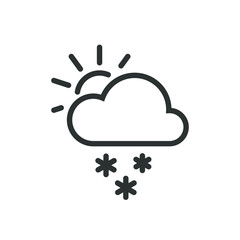Black and white sun icon behind a snow cloud