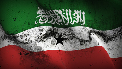 Somaliland grunge flag waving loop. Somaliland dirty flag blowing on wind.