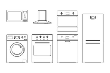 Home appliances. Outline drawings