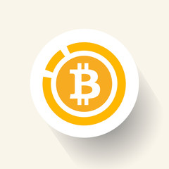 Bitcoin sign icon flat design network money symbol. For mobile user interface. Vector, illustration eps10