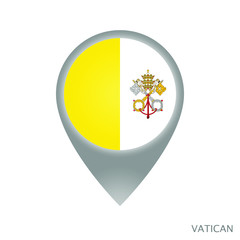 Map pointer with flag of Vatican. Gray abstract map icon. Vector Illustration.