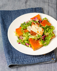 Roast pumpkin salad with pumpkin seeds and feta
