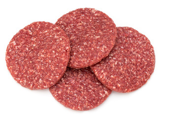 Raw fresh hamburger meat isolated on white.