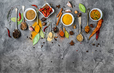 spices on a gray concrete background