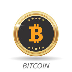 Bitcoin sign icon flat design network money symbol. For mobile user interface. Vector, illustration eps10