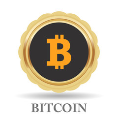 Bitcoin sign icon flat design network money symbol. For mobile user interface. Vector, illustration eps10